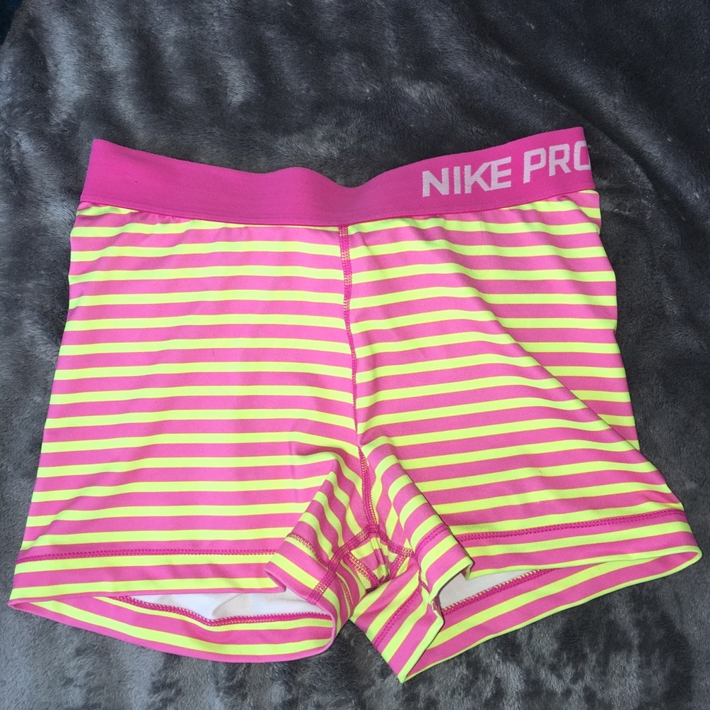 Yellow & pink nike pros good condition worn before